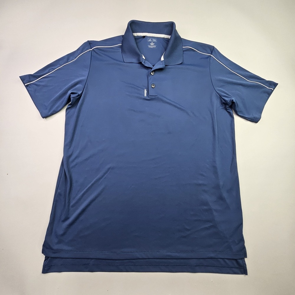Adidas Golf Polo Shirt Men's XL Blue Adizero Performance Short Sleeve Striped